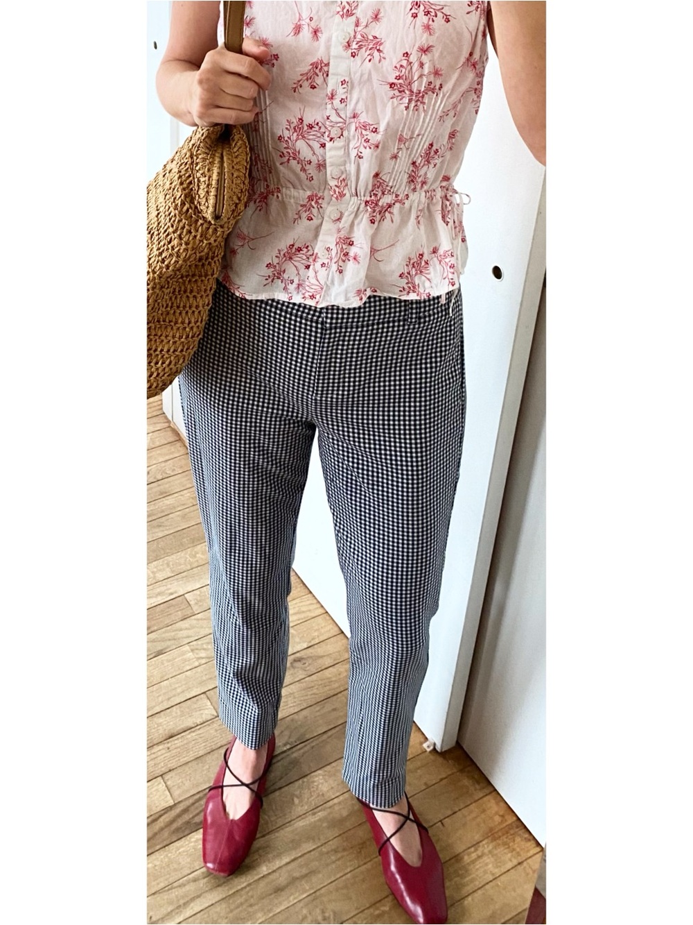 J.Crew Cameron Black White Gingham Ankle Pants Business Casual 6 Tall